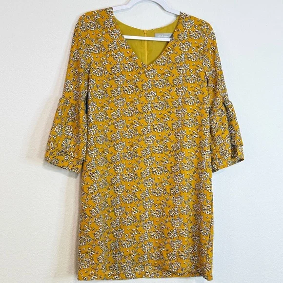 Belongsci Mustard Floral Mini Dress – Boho-Chic Sunshine Style (Size S) - Picture 1 of 16